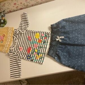 Carter's Navy and White Striped Top and 100%cotton hat